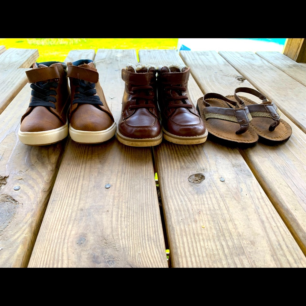 3 pairs toddler boy shoes, size 8